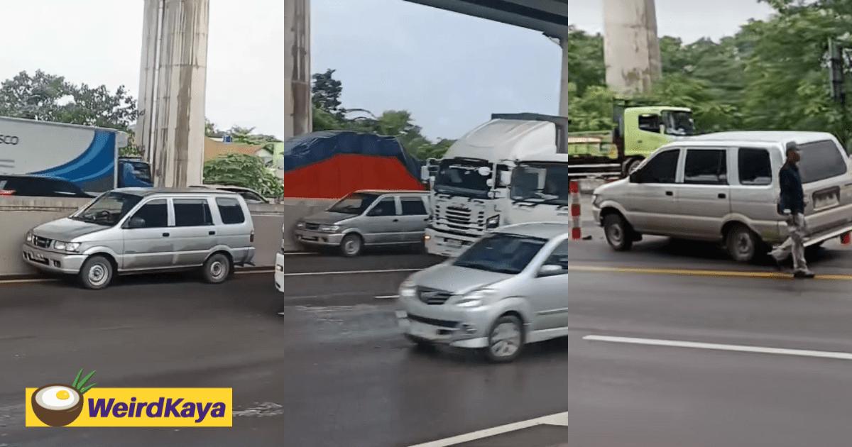 Driverless Car Rolls Along Indonesian Highway After Driver Allegedly Dies, Truck Driver Escorts Vehicle To Safety