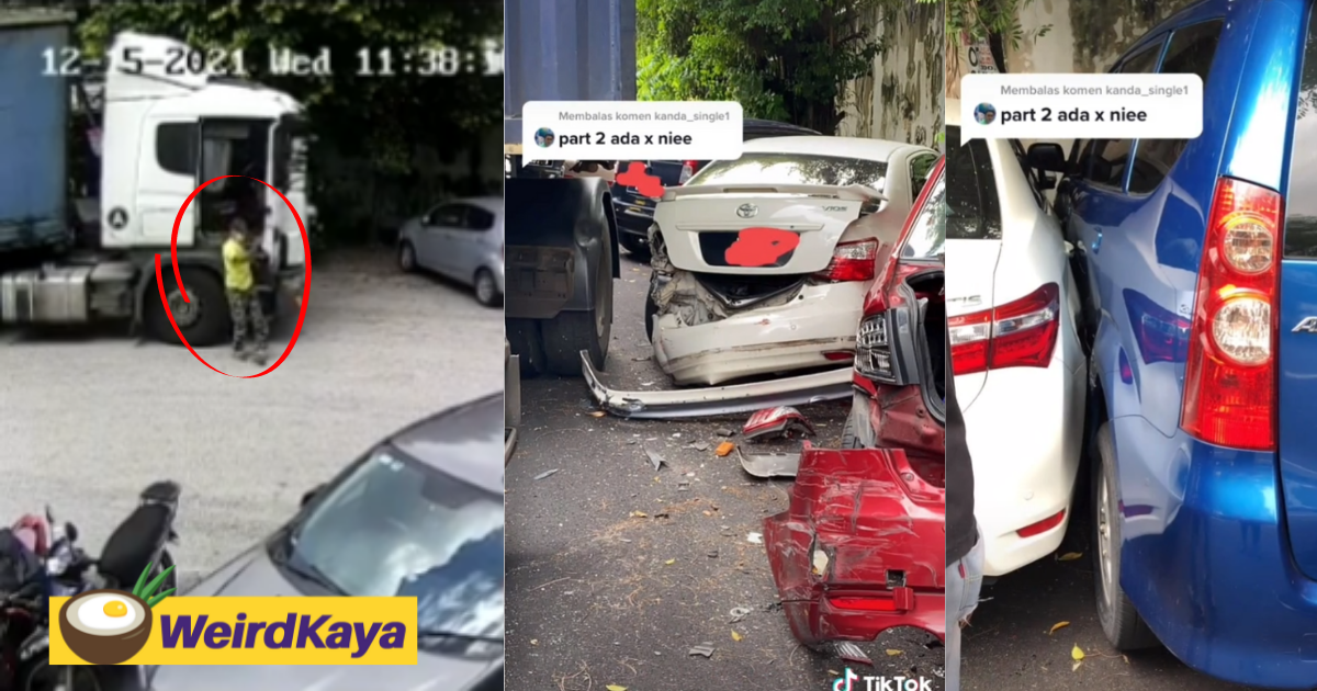 'driverless' lorry mysteriously moves on its own, damaging several parked cars | weirdkaya