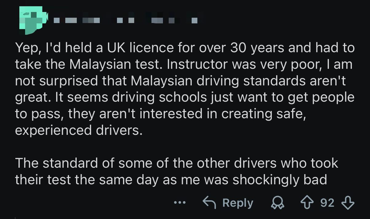 'Is It Just A Scam?' — US Expat Rants About Poor Standards, Equipment At M'sian Driving Schools comment 2