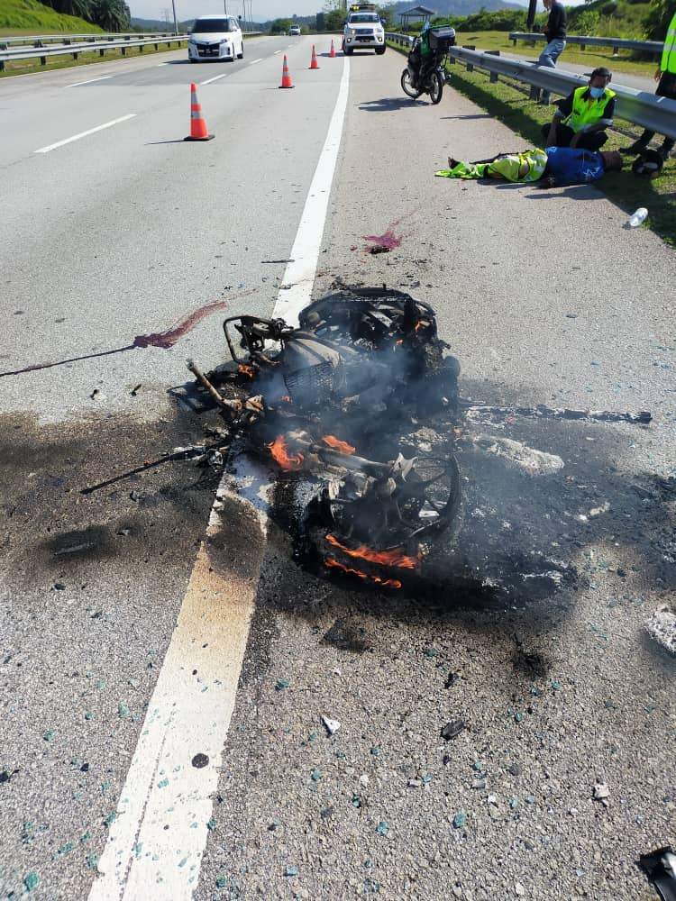 burnt motorcycle