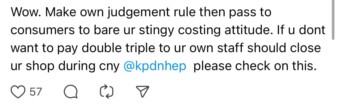 Famed Restaurant service charge comment 02
