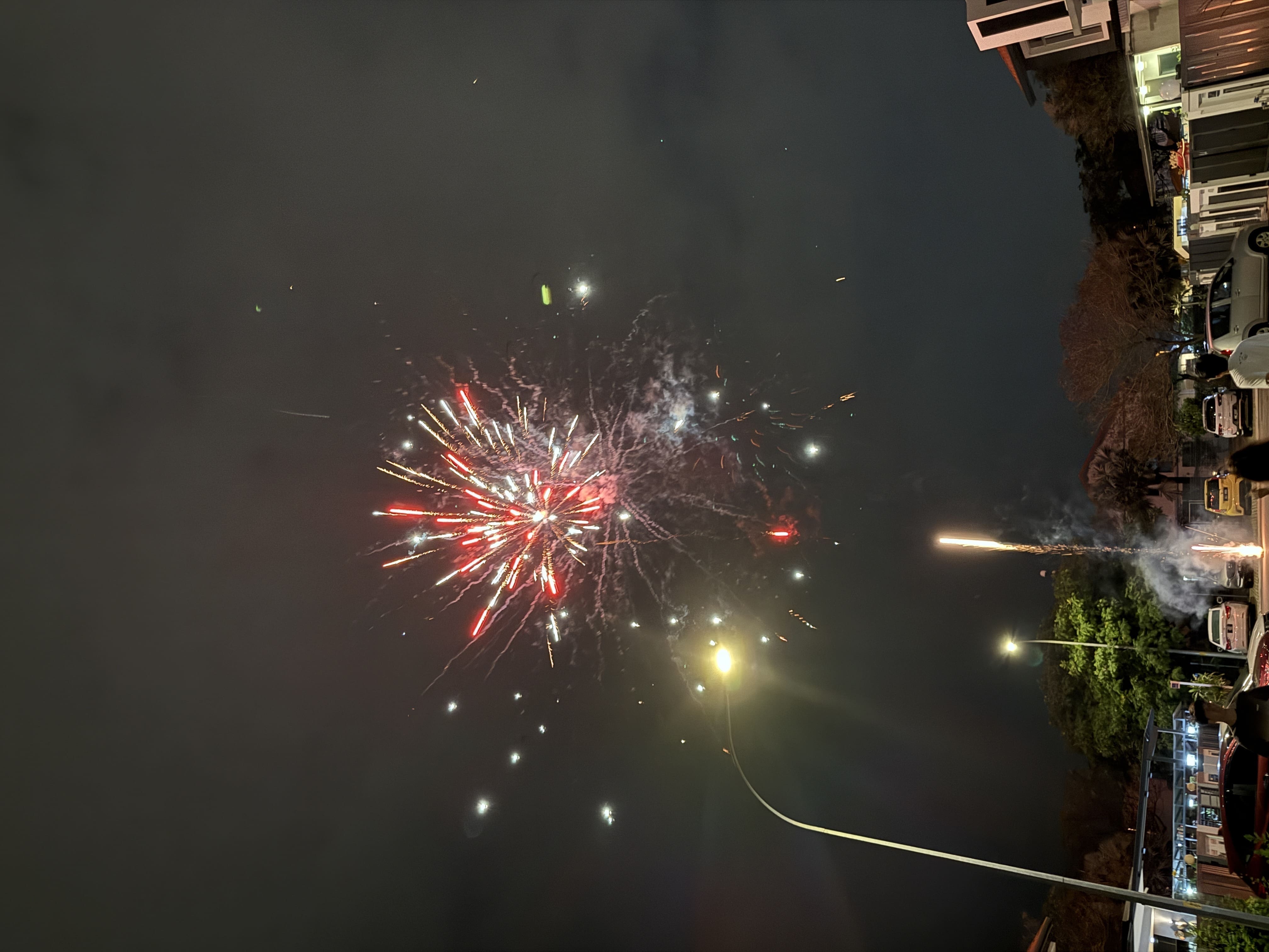 Fireworks set off during Pai Ti Kong
