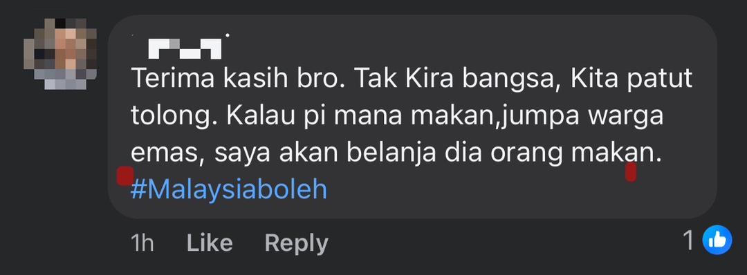 Penang Nasi Kandar Stall Gives Free Food To Old Man Who Was Hungry & Couldn't Walk comment 2