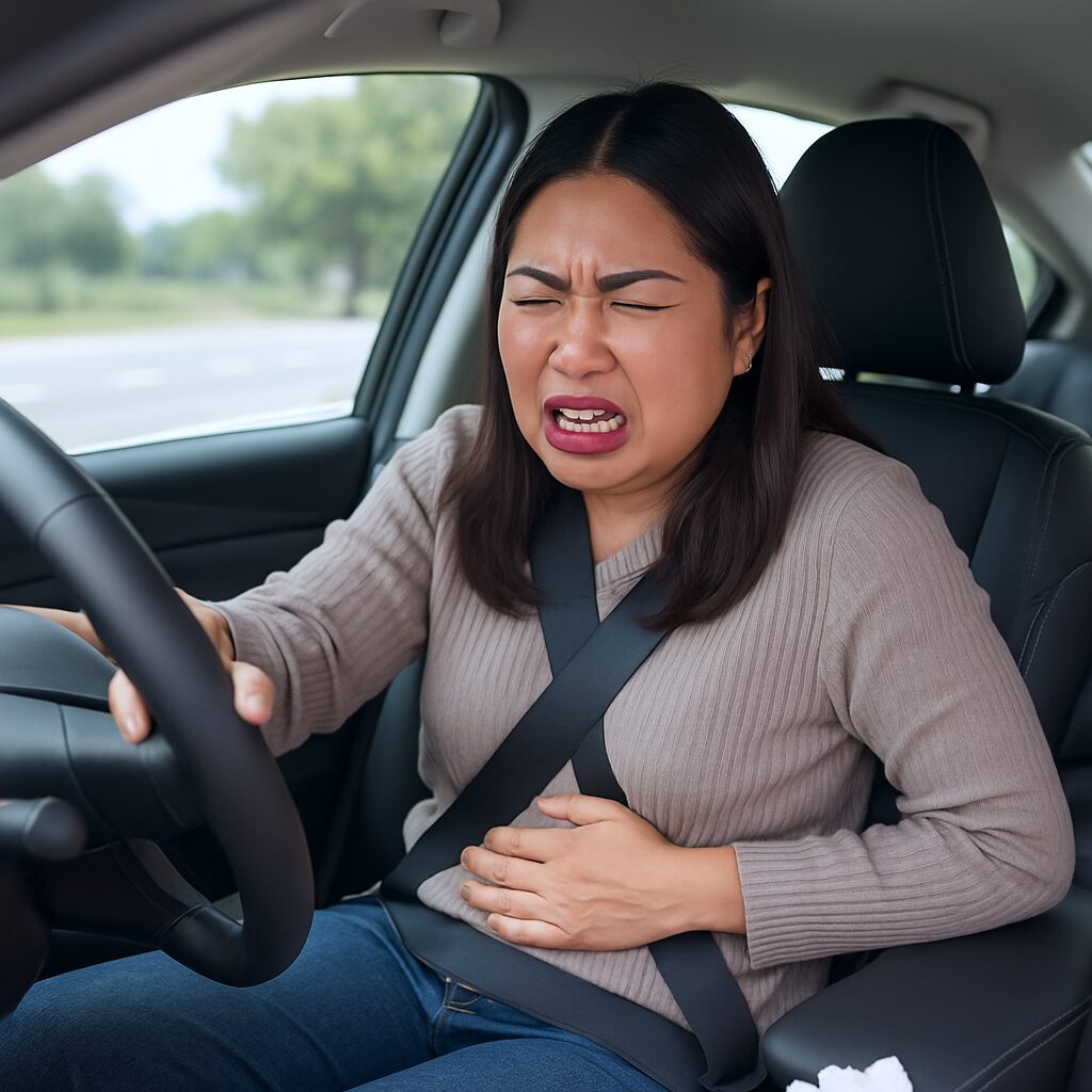 msian woman poops in car AI image