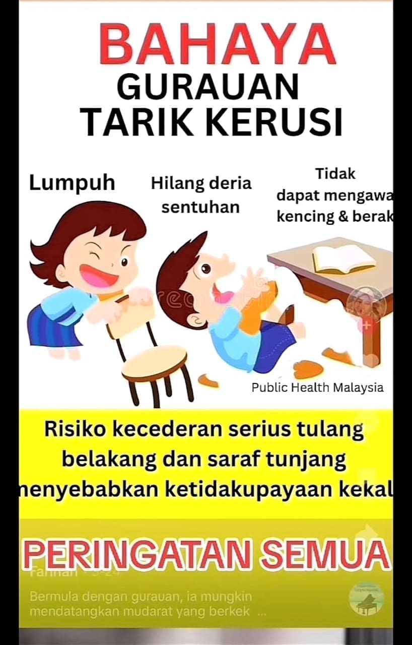 Chair pulling prank warning poster