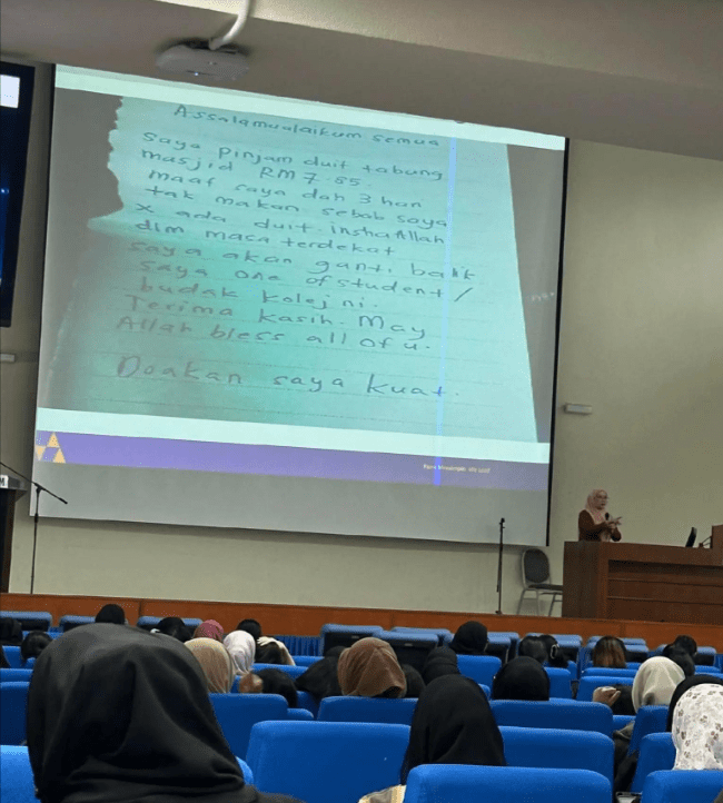 Handwritten note left by hungry student
