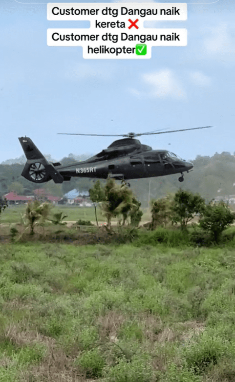 Helicopter lands at Dangau Langkawi