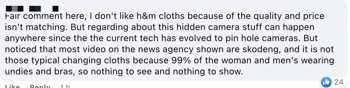 H&M fitting room hidden footage malaysian comment 04
