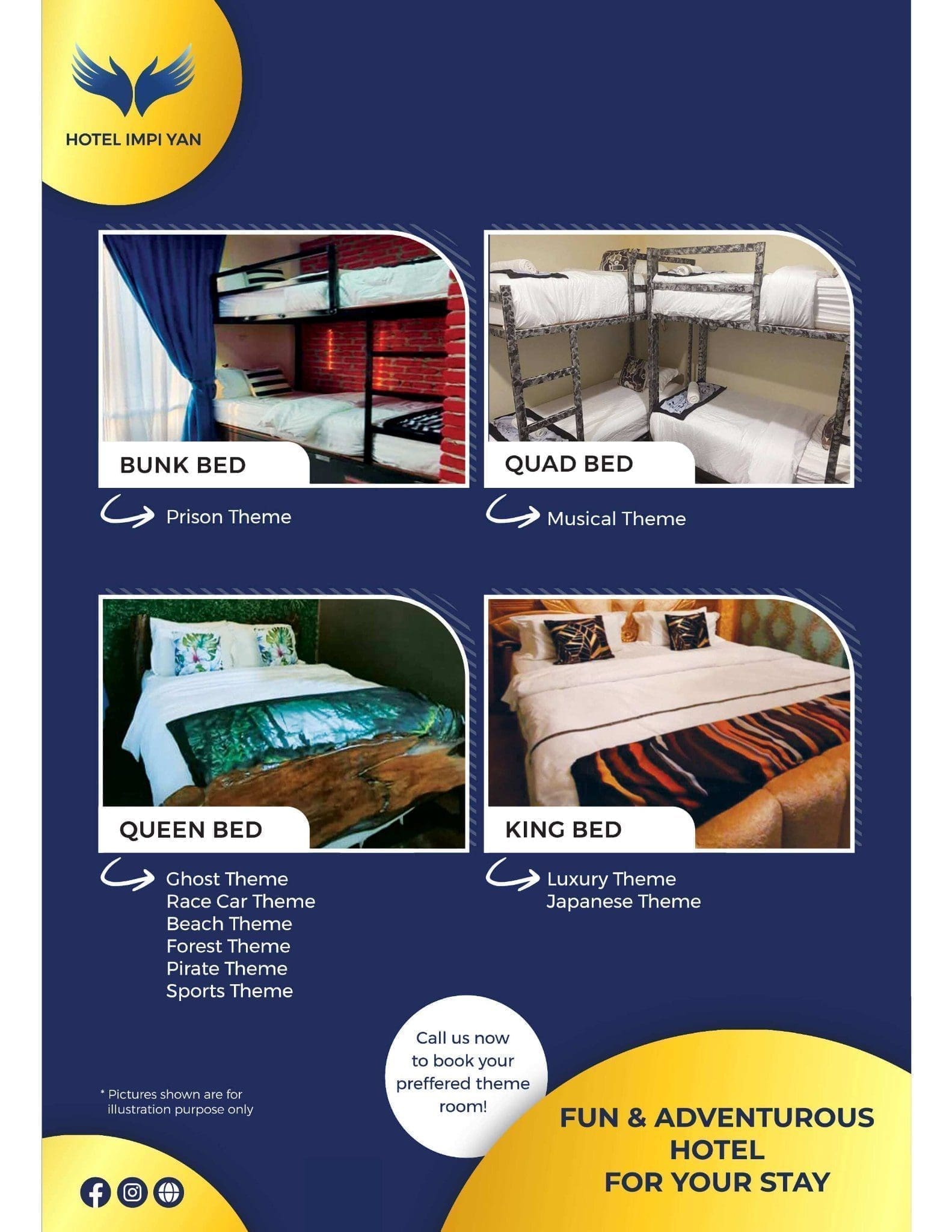 Room types at Hotel Impi Yan