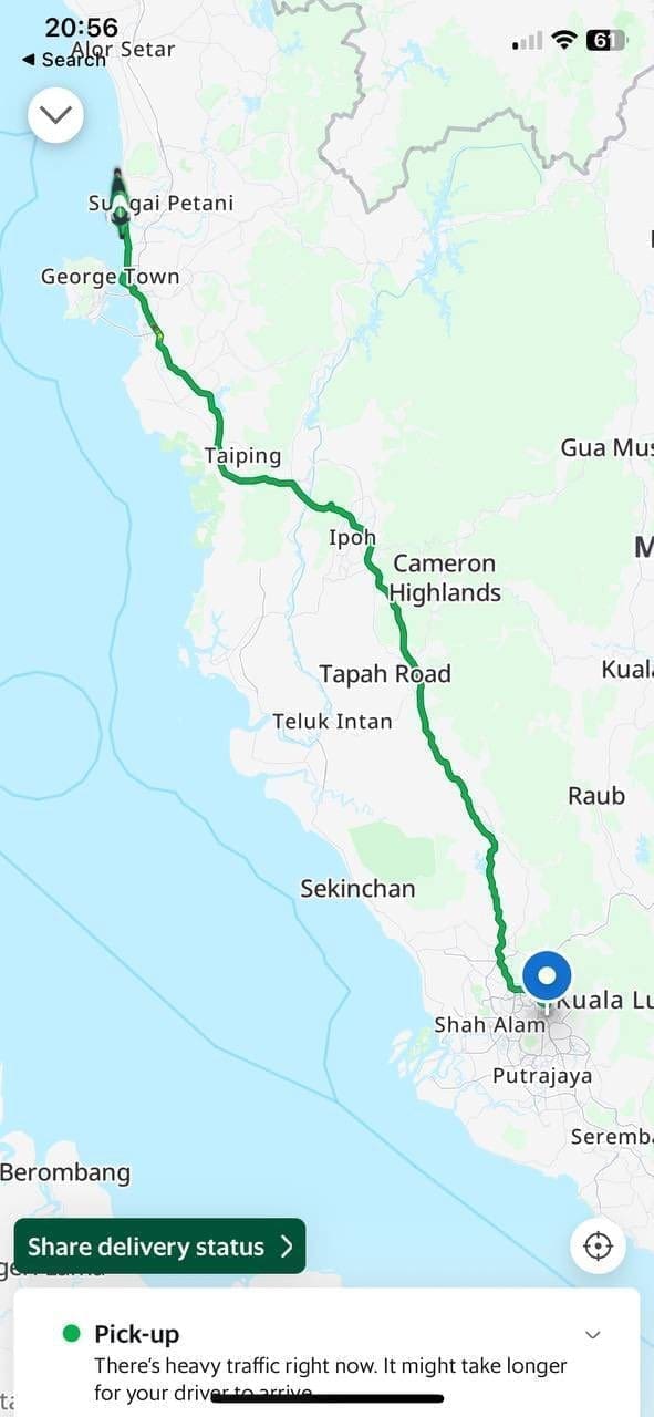 Grab rider comes all the way from Sungai Petani to Bukit Bintang