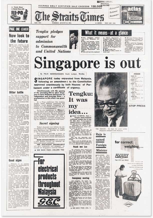 The Straits Times newspaper in regards to Malaysia Day