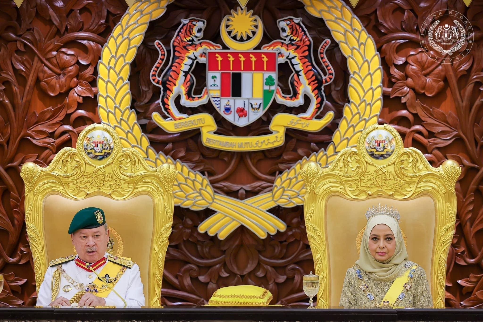 His Majesty Sultan Ibrahim, King of Malaysia and  Her Majesty Raja Zarith Sofiah, Queen of Malaysia.