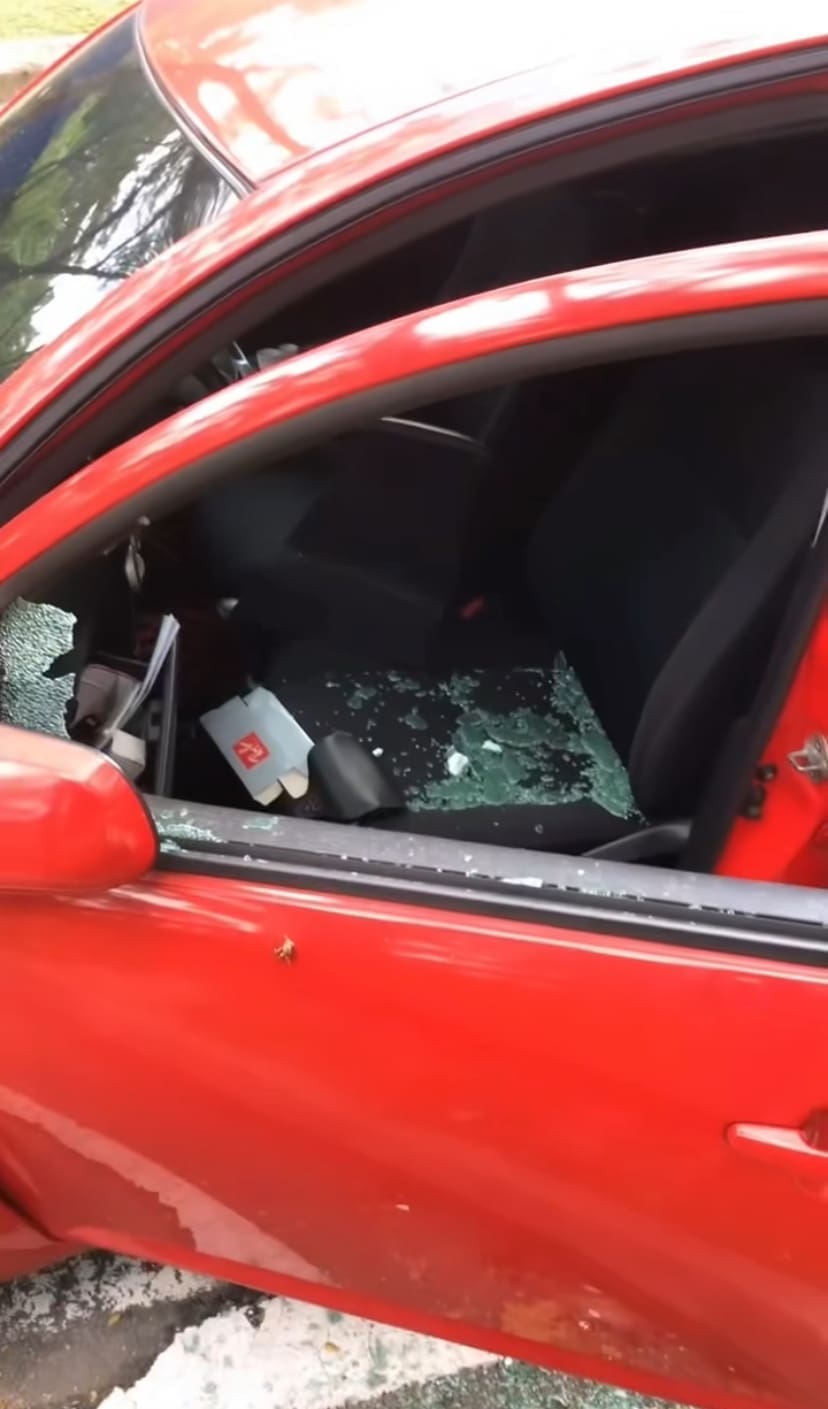 car door window glass destroyed