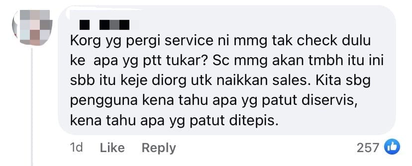 M'sian Man Seeks Advice From Netizens After Spending RM420 On Honda City's Maintenance Fee - comment