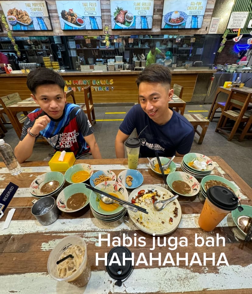 Tommy and friends at Boat Noodle with 28 bowls