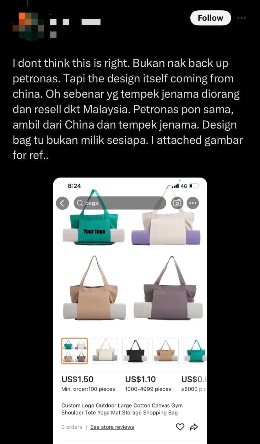 Petronas accused of copying local business' tote bag designs from Oh Sebenar