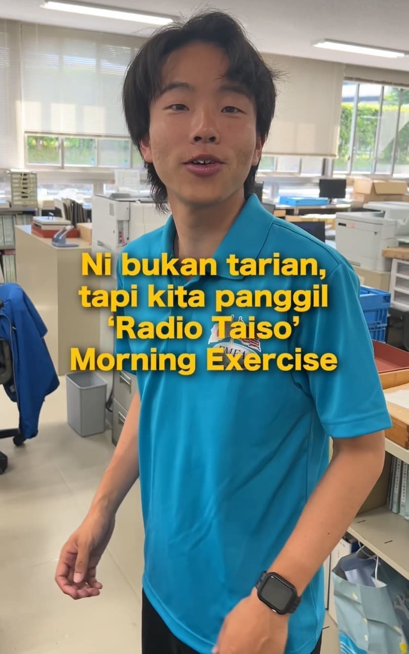 Radio Taiso exercise routine at a Japan office