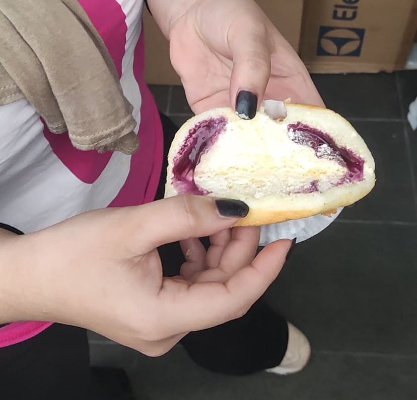 RM12 bun with little purple jam on the edge