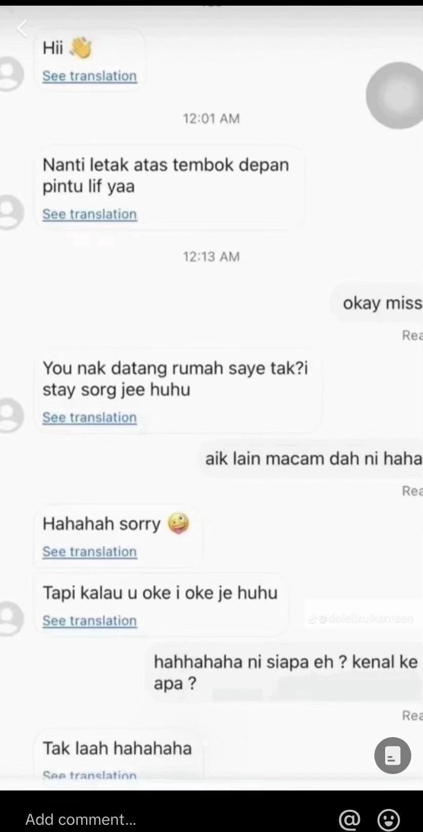 lewd conversation between rider and customer