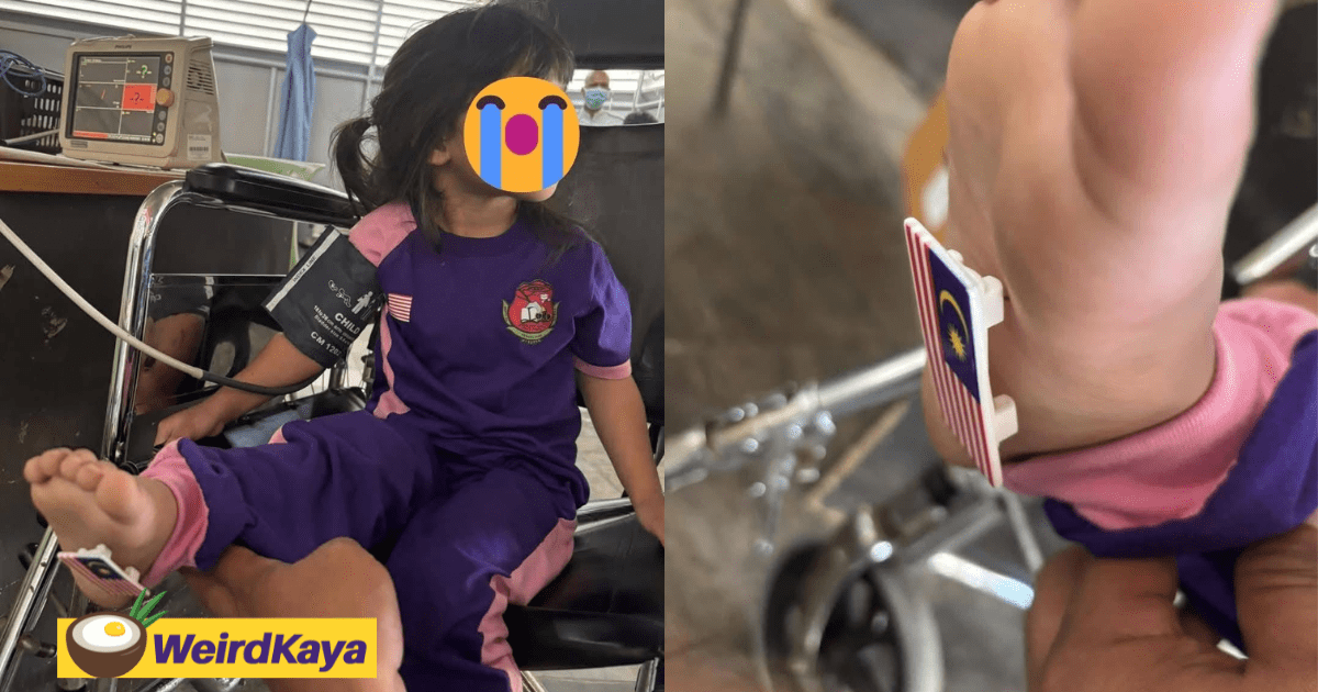 M'sian Girl Has Jalur Gemilang Badge Stuck In Her Heel After Stepping On It By Accident