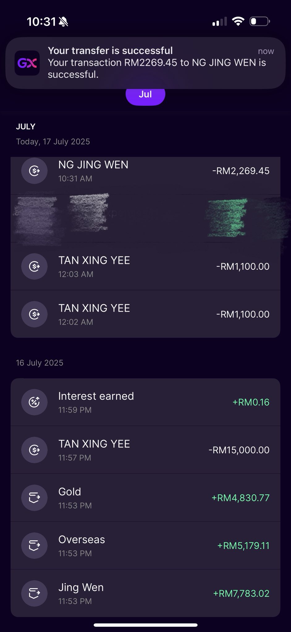 Jing wen GX bank account hacked 