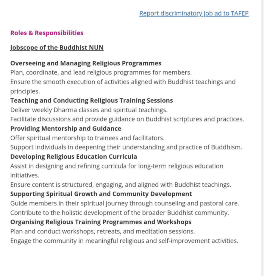 Job descriptions JD Singapore Buddhist Society 1