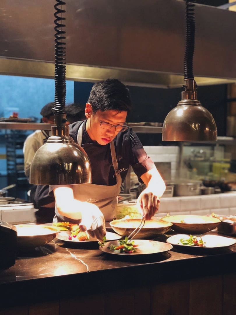Jonathan working at fine dining restaurant