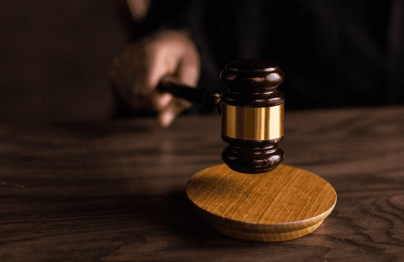 judge using the gavel during verdict