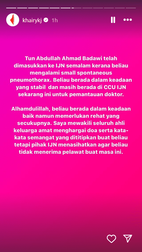 Khairy Instagram statement