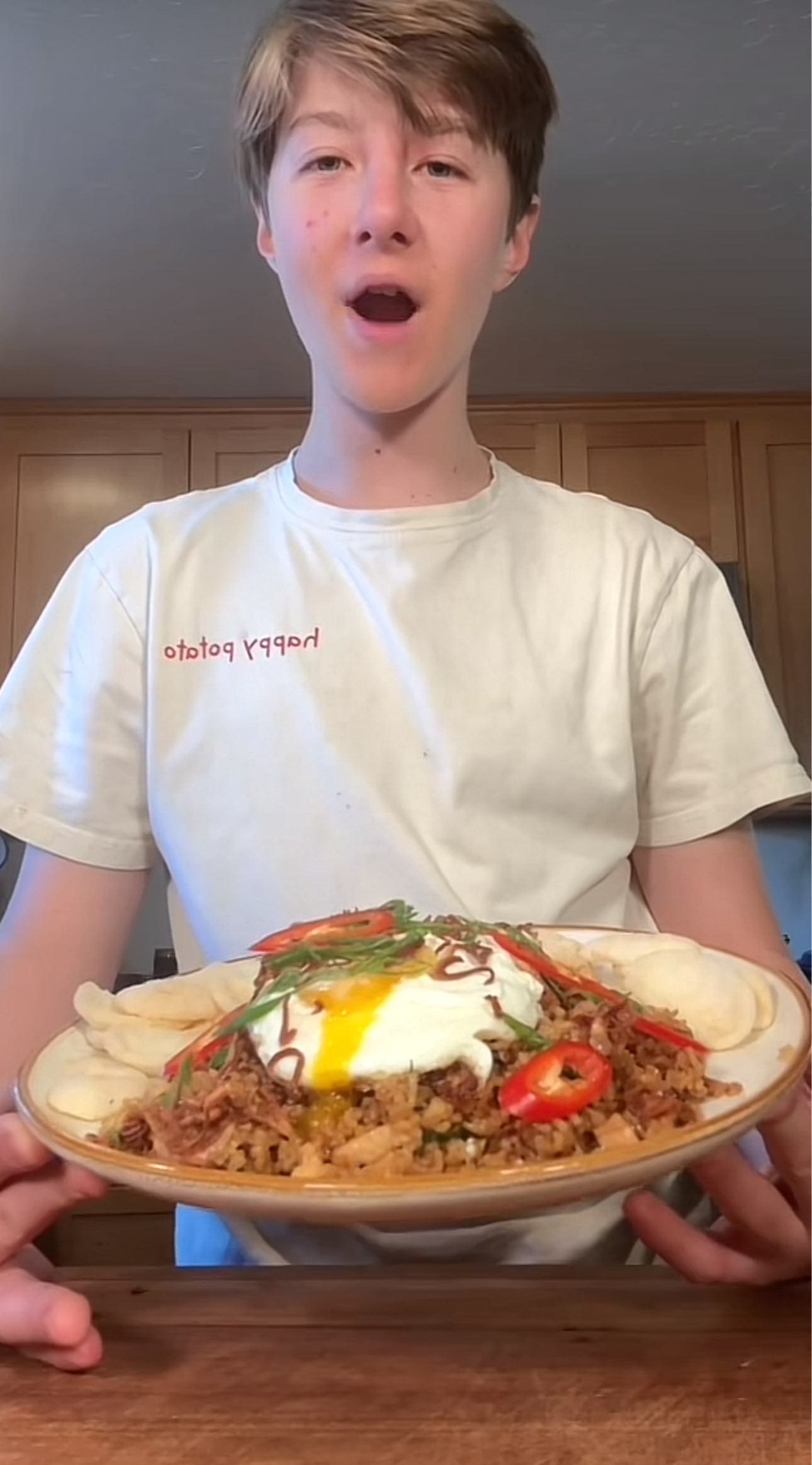 Kian with his Nasi Goreng