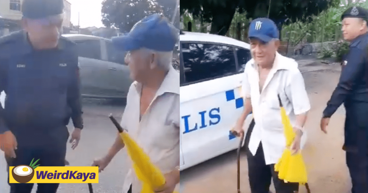 Kind M'sian Police Officer Fetches Elderly Man Home After Seeing Him Walk Alone In The Rain _LP