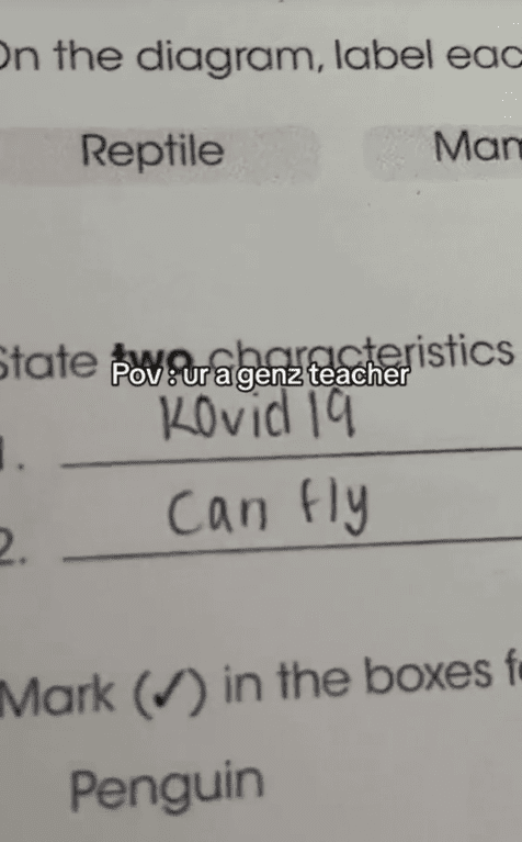 Student writes 'Kovid 19' in assignment