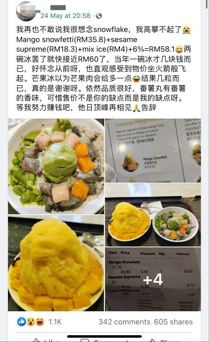 &Quot;Inflation Is Real!&Quot; Netizen Decries Pricey Ice Desserts Which Cost Almost Rm60 In Total | Weirdkaya