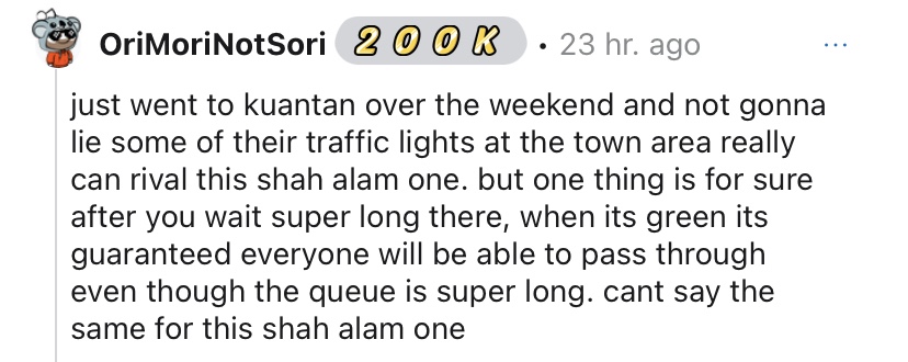 199-second long traffic light in shah alam sparks debate among netizens | weirdkaya