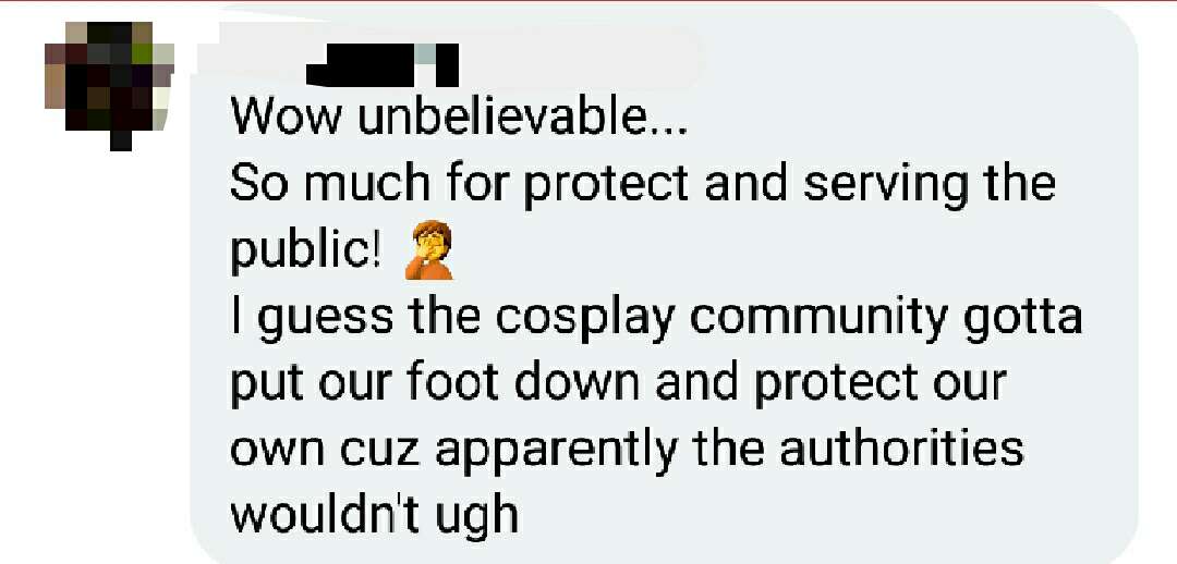 Cosplayer who was harassed by stalker claims police officer 