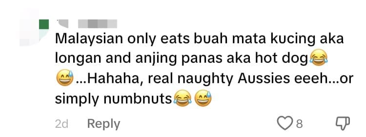 M'sians Eat Cats And Dogs? Aussie TikToker Claps Back At Online Troll Over Ridiculous Claim comment 1