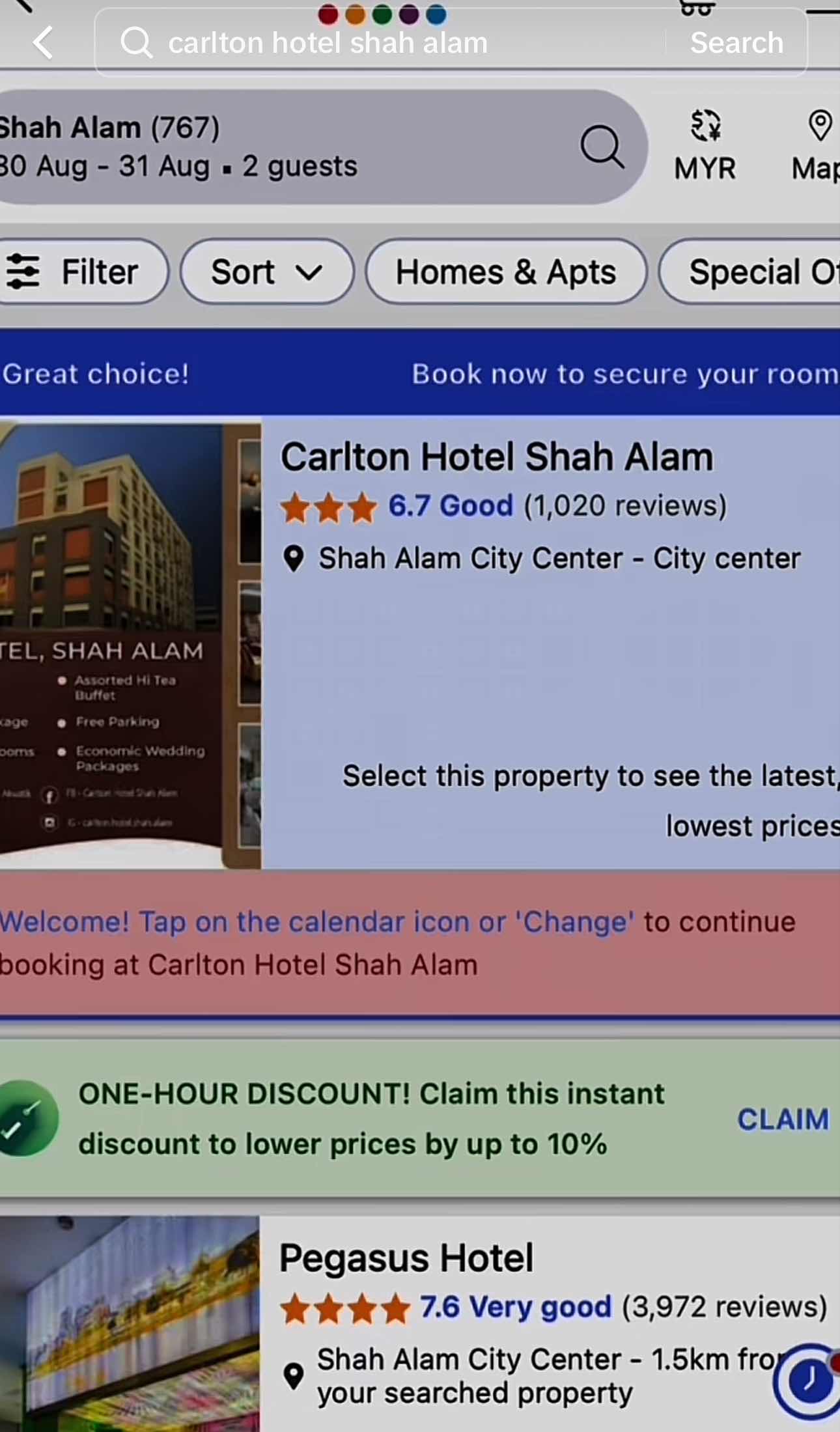 The abandoned hotel still being listed on Agoda
