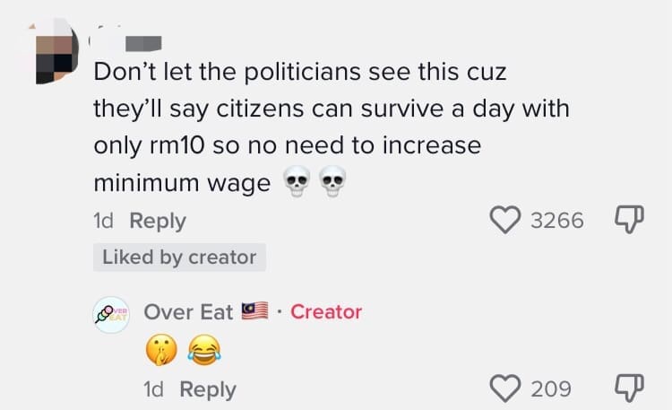 This M'sian TikToker Spent Only RM10 A Day On Food. Here's How He Did It comment 2