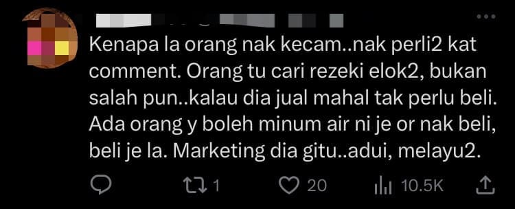 M'sian Vendor Uses Evian Water To Make Drinks, Sparks Mixed Reactions From Netizens - comment