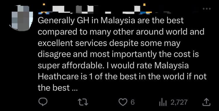 M'sian Man Pays Only RM30 For Dad's Hospital Stay, Says It's The 'Best Healthcare System' In The World comment 1