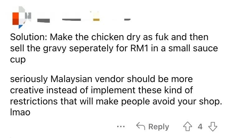 Economy Rice Stall At M'sian Uni Doesn't Allow Students To Take Sauce Without The Chicken