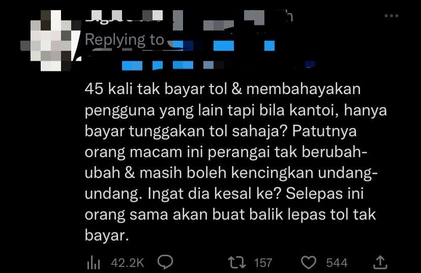 M'sian Mercedes Driver Busted For Skipping On Toll Fees For 45 Times comment