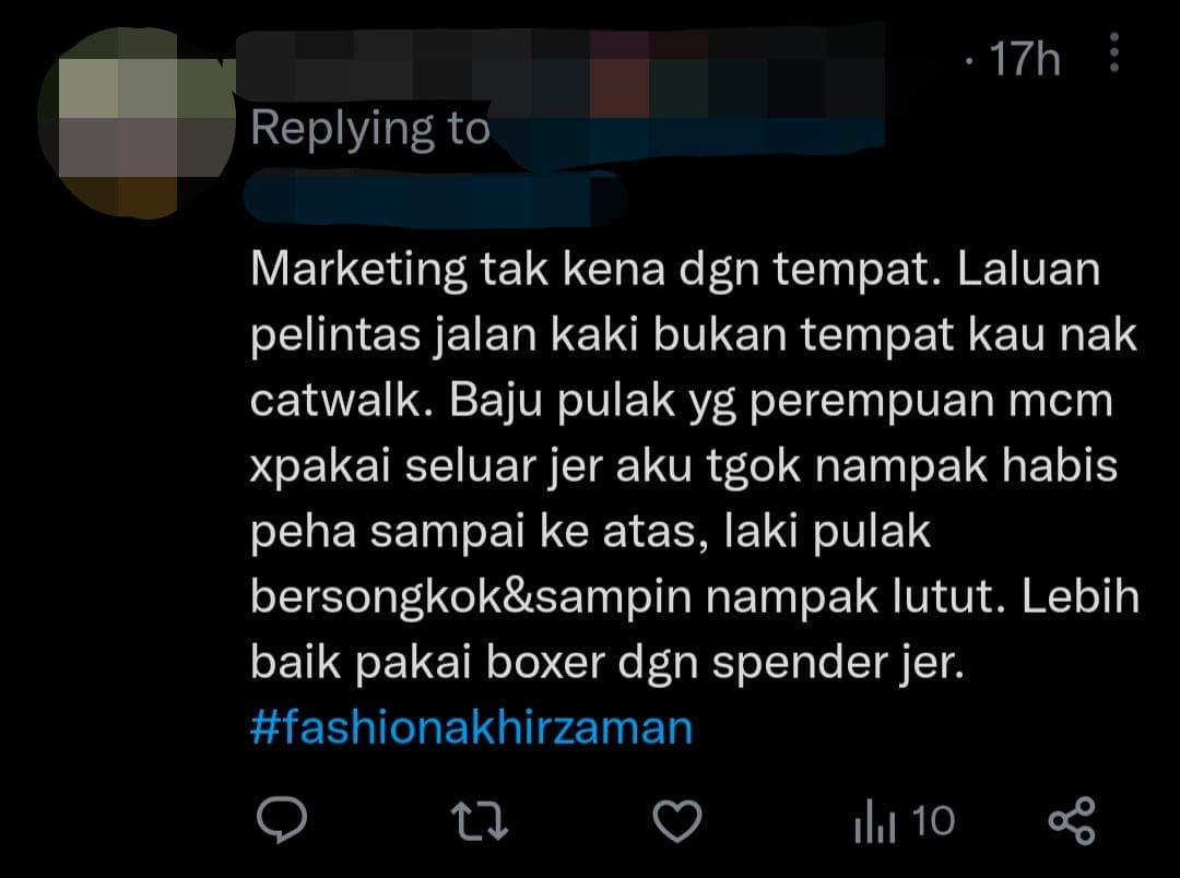 M'sian Clothing Brand Slammed For Baju Melayu Design & Blocking Traffic At Bukit Bintang Crossroad comment 2