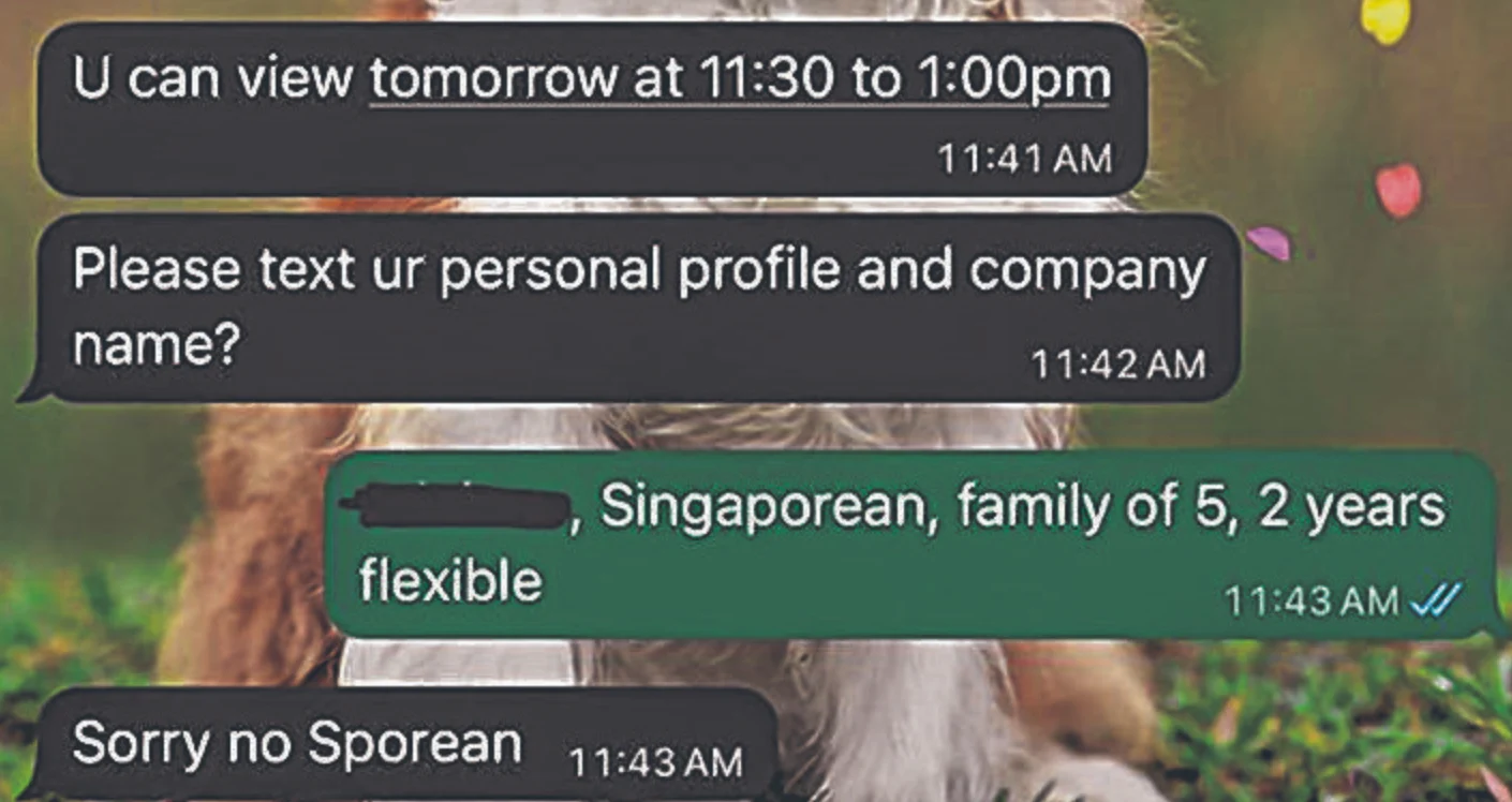 Landlord rejects man for being S'porean