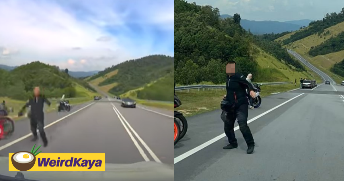 [video] biker reacts aggressively towards driver who honked him on temiang-pantai road | weirdkaya