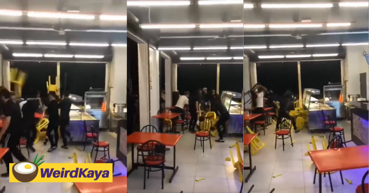 [video] group of students brawl over a girl at a restaurant in klang | weirdkaya