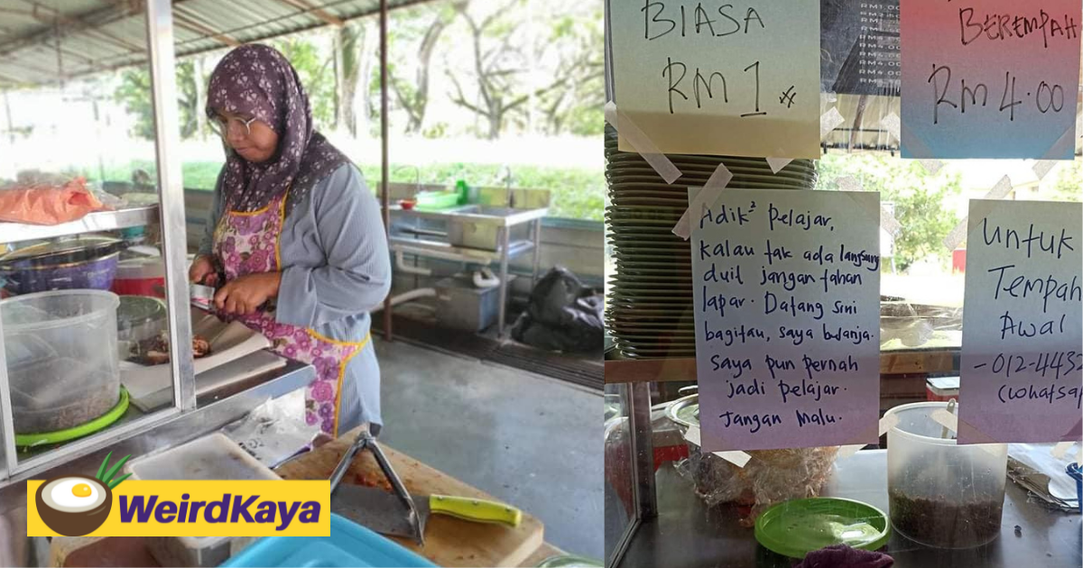 Nasi lemak seller praised for offering free food and discounted prices to needy students at utm cafe | weirdkaya