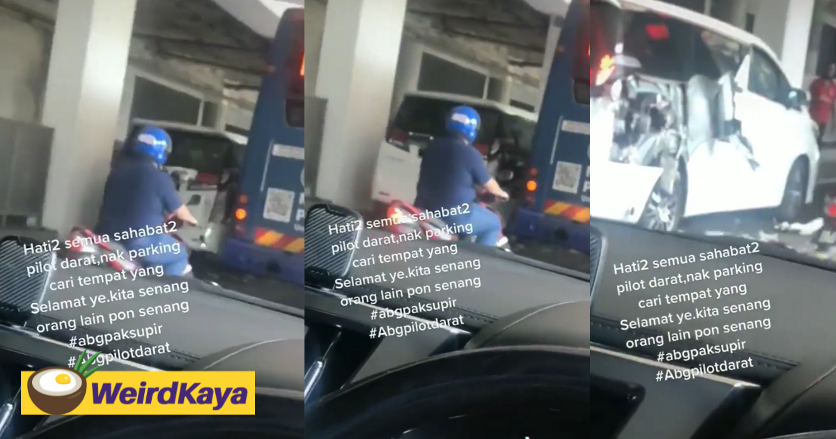 [video] improperly parked vellfire's body paint gets completely scraped off by passing bus | weirdkaya