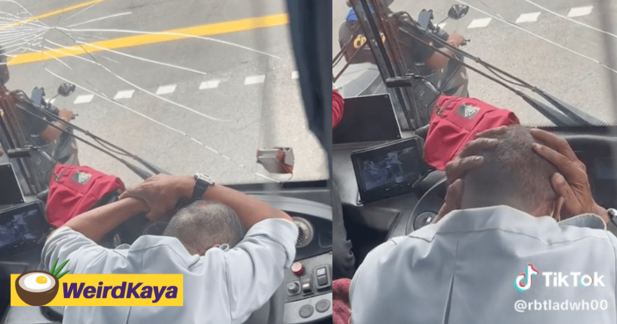 "How To Pay For This?" — M'sian Bus Driver Reduced To Tears After Windscreen Suffers Massive Crack During Accident