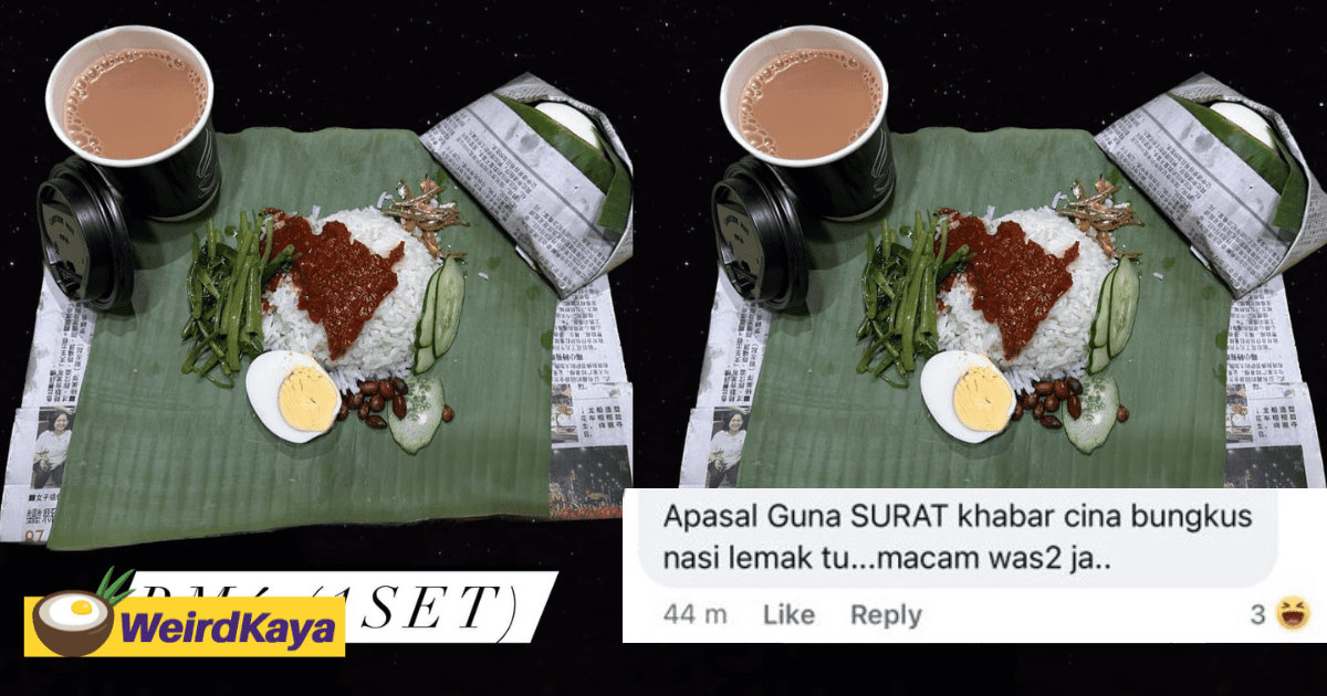 M'sians Slam Netizen For Complaining Over Chinese Newspaper Being Used To Wrap Nasi Lemak